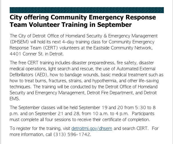 CERT Training Information