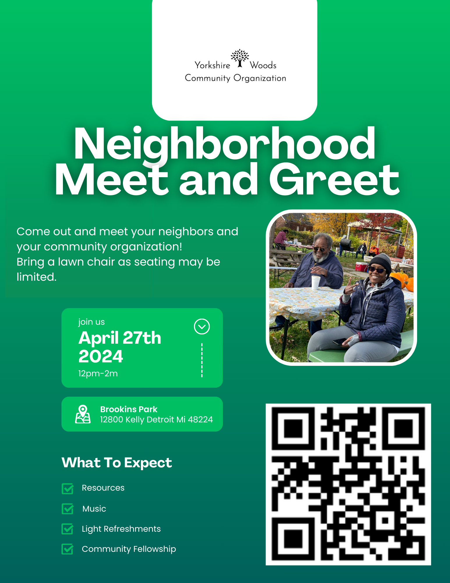 Flyer for Neighborhood Meet and Greet, April 27, 2024